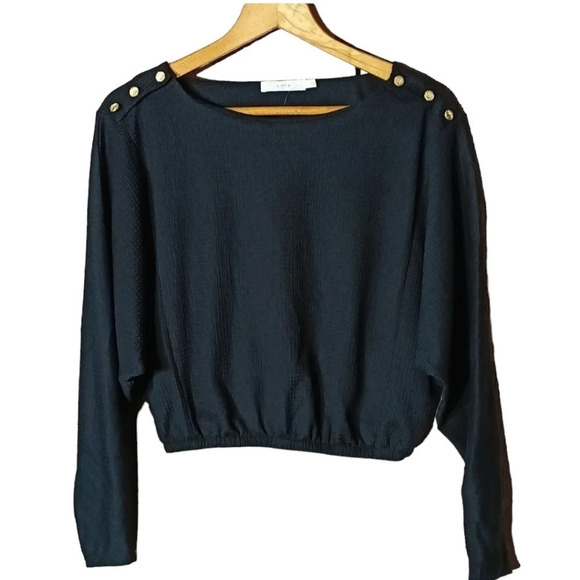 New Lush crinkle textured long sleeve top with gold accent buttons sz S - Picture 3 of 9